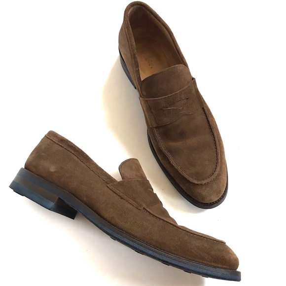 mens suede penny loafer